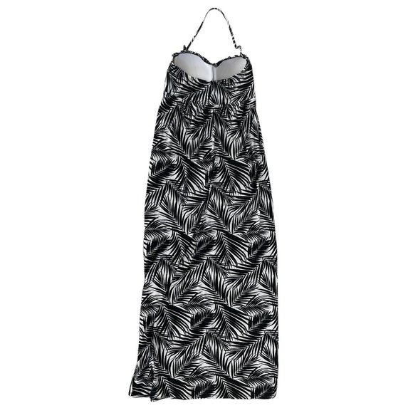 Kenneth Cole Black and White Palm Print Halter Maxi Dress Coverup size Small S - Picture 2 of 8